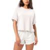 imageODODOS Recycled Cotton Short Sleeve Tee Shirts for Women Washed Crew Neck Roll Hem Drop Shoulder TopsWhite