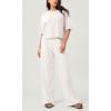 imageODODOS Recycled Cotton Short Sleeve Tee Shirts for Women Washed Crew Neck Roll Hem Drop Shoulder TopsWhite