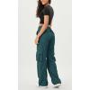 imageODODOS Stretch Woven Relaxed Cargo Pants for Women Cinchable Hems Lightweight Casual Sweatpants with PocketsForest Teal