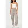 imageODODOS Stretch Woven Relaxed Cargo Pants for Women Cinchable Hems Lightweight Casual Sweatpants with PocketsLight Gray