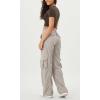 imageODODOS Stretch Woven Relaxed Cargo Pants for Women Cinchable Hems Lightweight Casual Sweatpants with PocketsLight Gray