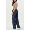 imageODODOS Stretch Woven Relaxed Cargo Pants for Women Cinchable Hems Lightweight Casual Sweatpants with PocketsNavy