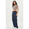 imageODODOS Stretch Woven Relaxed Cargo Pants for Women Cinchable Hems Lightweight Casual Sweatpants with PocketsNavy