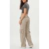 imageODODOS Stretch Woven Relaxed Cargo Pants for Women Cinchable Hems Lightweight Casual Sweatpants with PocketsTaupe