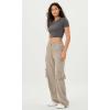 imageODODOS Stretch Woven Relaxed Cargo Pants for Women Cinchable Hems Lightweight Casual Sweatpants with PocketsTaupe