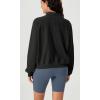 imageODODOS Womens Cotton Soft HalfZip Pullover Funnel Neck Sweatshirts Long Sleeve TopsBlack