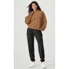 imageODODOS Womens Cotton Soft HalfZip Pullover Funnel Neck Sweatshirts Long Sleeve TopsBrown
