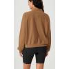 imageODODOS Womens Cotton Soft HalfZip Pullover Funnel Neck Sweatshirts Long Sleeve TopsBrown