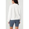 imageODODOS Womens Cotton Soft HalfZip Pullover Funnel Neck Sweatshirts Long Sleeve TopsWhite
