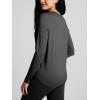 imageODODOS Womens Cozy French Terry Long Sleeve Shirt Crew Neck Curved Hem Soft ampamp Breathable Casual PulloverCharcoal