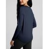 imageODODOS Womens Cozy French Terry Long Sleeve Shirt Crew Neck Curved Hem Soft ampamp Breathable Casual PulloverNavy