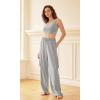 imageODODOS Womens Modal Soft Wide Leg Cargo Pants with Pockets Adjustable Shockcord High Waist Loose Jogger PantsLight Gray