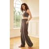 imageODODOS Womens Modal Soft Wide Leg Cargo Pants with Pockets Adjustable Shockcord High Waist Loose Jogger PantsNutria