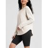 imageODODOS Womens PeachSoft HollowBack Long Sleeve Shirt with Thumb Holes Yoga ampamp Lounge TopWhite