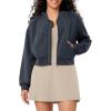 imageODODOS Modal Soft FullZip Bomber Jacket for Women Long Sleeve Casual Fall Outfit Crop Top with PocketsBlue Navy