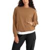 imageODODOS Purevibe Cotton Oversized Sweatshirts Womens Crew Neck Long Sleeve Pullover Tops with Kangaroo PocketBrown