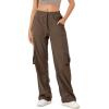 imageODODOS Stretch Woven Relaxed Cargo Pants for Women Cinchable Hems Lightweight Casual Sweatpants with PocketsCoffee