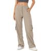 imageODODOS Stretch Woven Relaxed Cargo Pants for Women Cinchable Hems Lightweight Casual Sweatpants with PocketsTaupe