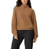 imageODODOS Womens Cotton Soft HalfZip Pullover Funnel Neck Sweatshirts Long Sleeve TopsBrown