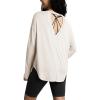 imageODODOS Womens PeachSoft HollowBack Long Sleeve Shirt with Thumb Holes Yoga ampamp Lounge TopWhite