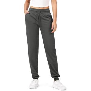 imageODODOS Womens Jogger Sweatpants Cotton French Terry High Waist Casual Lounge Pants with PocketsCharcoal