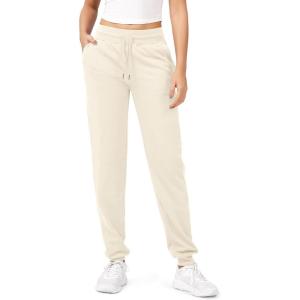 imageODODOS Womens Jogger Sweatpants Cotton French Terry High Waist Casual Lounge Pants with PocketsCream