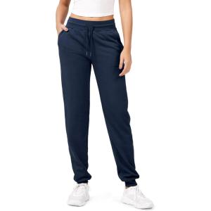 imageODODOS Womens Jogger Sweatpants Cotton French Terry High Waist Casual Lounge Pants with PocketsDeep Navy