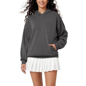 imageODODOS Womens Modal Soft Oversized Hoodies Long Sleeve Hooded Sweatshirts Pullover Top with Kangaroo PocketCharcoal