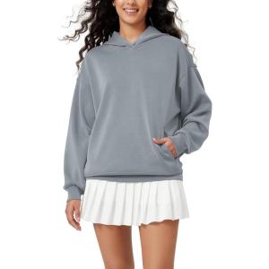 imageODODOS Womens Modal Soft Oversized Hoodies Long Sleeve Hooded Sweatshirts Pullover Top with Kangaroo PocketGrey Blue
