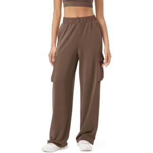 imageODODOS Womens Modal Soft Wide Leg Cargo Pants with Pockets Adjustable Shockcord High Waist Loose Jogger PantsNutria