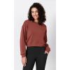 imageODODOS Modal Soft Long Sleeve Cropped Sweatshirts for Women Oversized Crew Neck Pullover Crop TopBurnt Brick