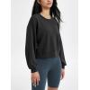 imageODODOS Modal Soft Long Sleeve Cropped Sweatshirts for Women Oversized Crew Neck Pullover Crop TopPiping Black
