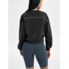 imageODODOS Modal Soft Long Sleeve Cropped Sweatshirts for Women Oversized Crew Neck Pullover Crop TopPiping Black