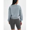 imageODODOS Modal Soft Long Sleeve Cropped Sweatshirts for Women Oversized Crew Neck Pullover Crop TopPiping Blue