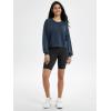 imageODODOS Modal Soft Long Sleeve Cropped Sweatshirts for Women Oversized Crew Neck Pullover Crop TopPiping Navy