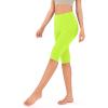 imageODODOS Womens High Waisted Yoga Capris with Pockets Tummy Control Non See Through Workout Athletic Running Capri LeggingsNeon Green Yellow
