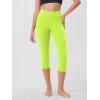 imageODODOS Womens High Waisted Yoga Capris with Pockets Tummy Control Non See Through Workout Athletic Running Capri LeggingsNeon Green Yellow