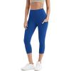 imageODODOS Womens High Waisted Yoga Capris with Pockets Tummy Control Non See Through Workout Athletic Running Capri LeggingsRoyal Blue