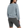imageODODOS Modal Soft Long Sleeve Cropped Sweatshirts for Women Oversized Crew Neck Pullover Crop TopPiping Blue