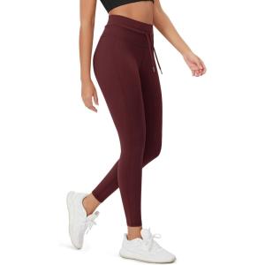 imageODODOS Womens Drawstring Tie Daily Leggings 25quot  28quot High Waist Workout Yoga PantsBurgundy