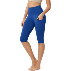 imageODODOS Womens High Waisted Yoga Capris with Pockets Tummy Control Non See Through Workout Athletic Running Capri LeggingsRoyal Blue