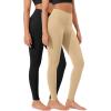 imageODODOS Womens High Waist Workout Leggings 2Pack Tummy Control Yoga Pants  25quot  28quot Inseam ODLEX FabricSquat ProofBlackbeige