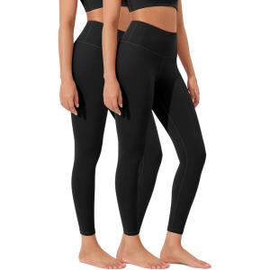 imageODODOS Womens High Waist Workout Leggings 2Pack Tummy Control Yoga Pants  25quot  28quot Inseam ODLEX FabricSquat Proof1blackblack