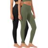 imageODODOS Womens High Waist Workout Leggings 2Pack Tummy Control Yoga Pants  25quot  28quot Inseam ODLEX FabricSquat ProofBlackdark Olive