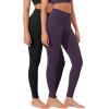 imageODODOS Womens High Waist Workout Leggings 2Pack Tummy Control Yoga Pants  25quot  28quot Inseam ODLEX FabricSquat ProofBlackdark Purple