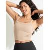 imageODODOS Womens Seamless Crop Cami Wide Scoop Neck Ribbed Soft Open Racerback Cropped TankBeige