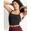 imageODODOS Womens Seamless Crop Cami Wide Scoop Neck Ribbed Soft Open Racerback Cropped TankBlack