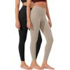 imageODODOS Womens High Waist Workout Leggings 2Pack Tummy Control Yoga Pants  25quot  28quot Inseam ODLEX FabricSquat ProofBlacktaupe
