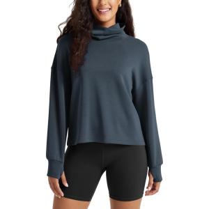 imageODODOS Womens Modal Soft Roll Neck Sweatshirts with Thumb Hole Long Sleeve Oversized Casual Pullover TopNavy