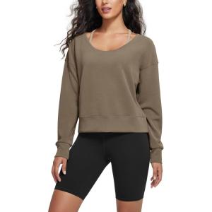 imageODODOS Womens Modal SoftBreezy Wide Scoop Neck Pullover Oversized Long Sleeve SweatshirtsEspresso